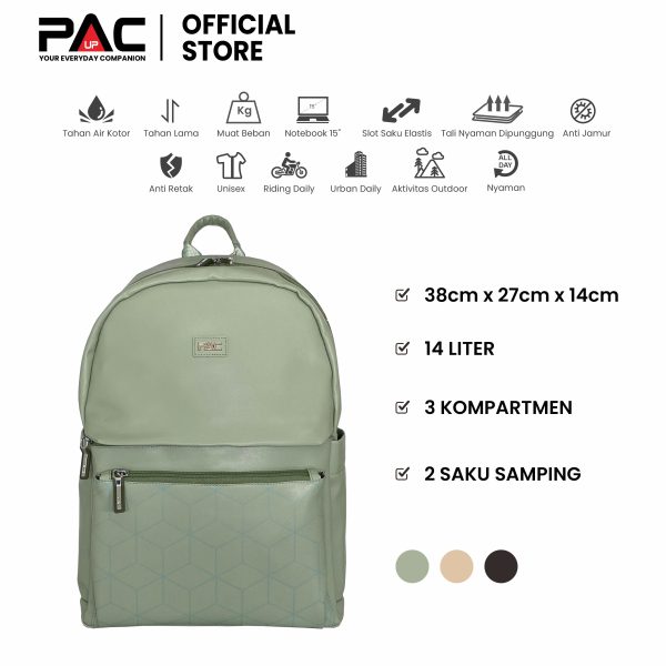 tas ransel wanita PAC UP NARA warna hijau mint