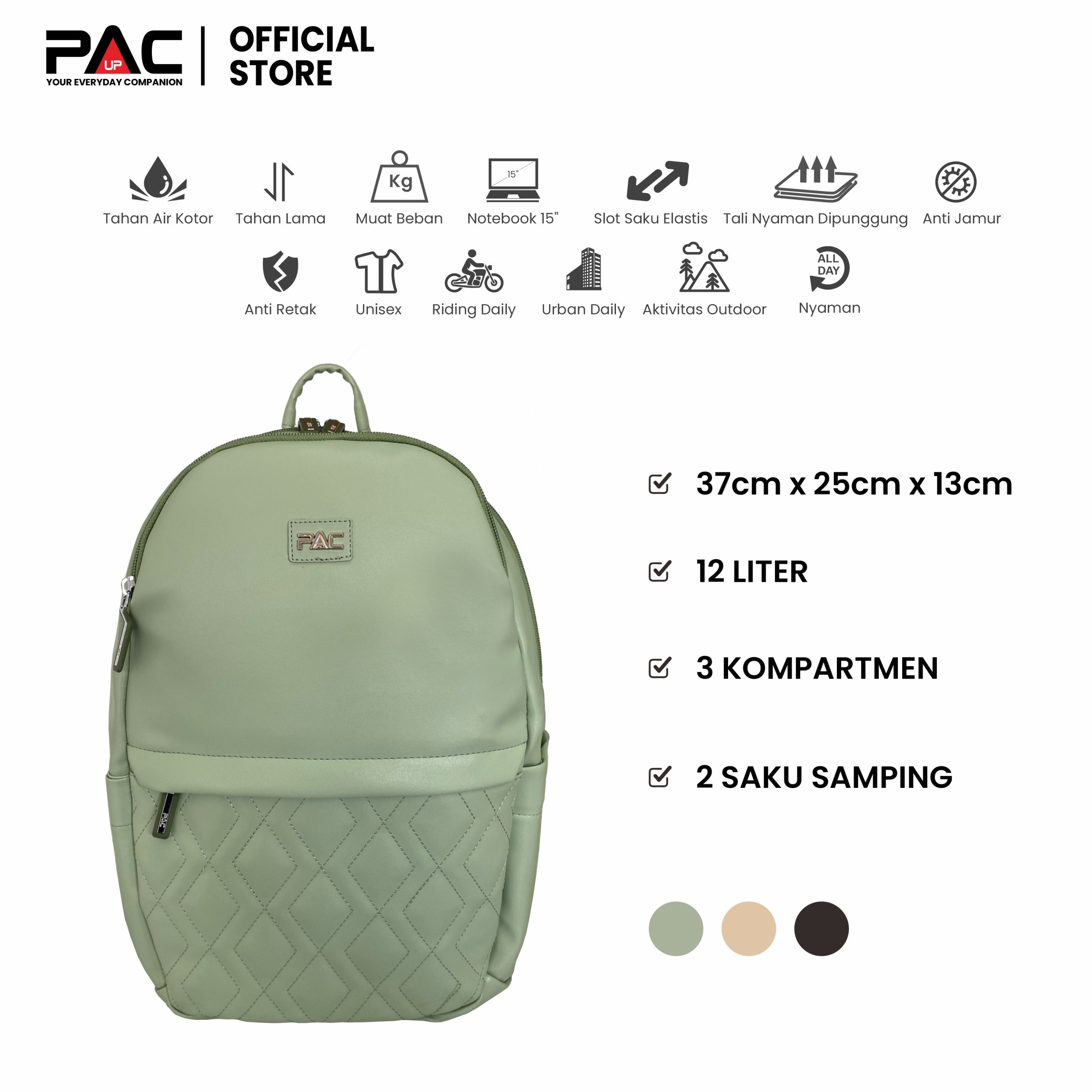 TIRTA 2 Tas ransel PAC UP TIRTA 2 warna hijau